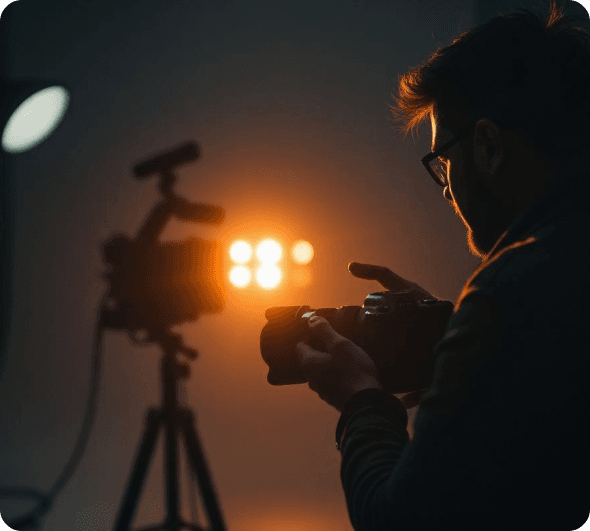Creator filming in studio